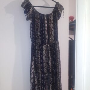 Elegant Blue Patterned Dress